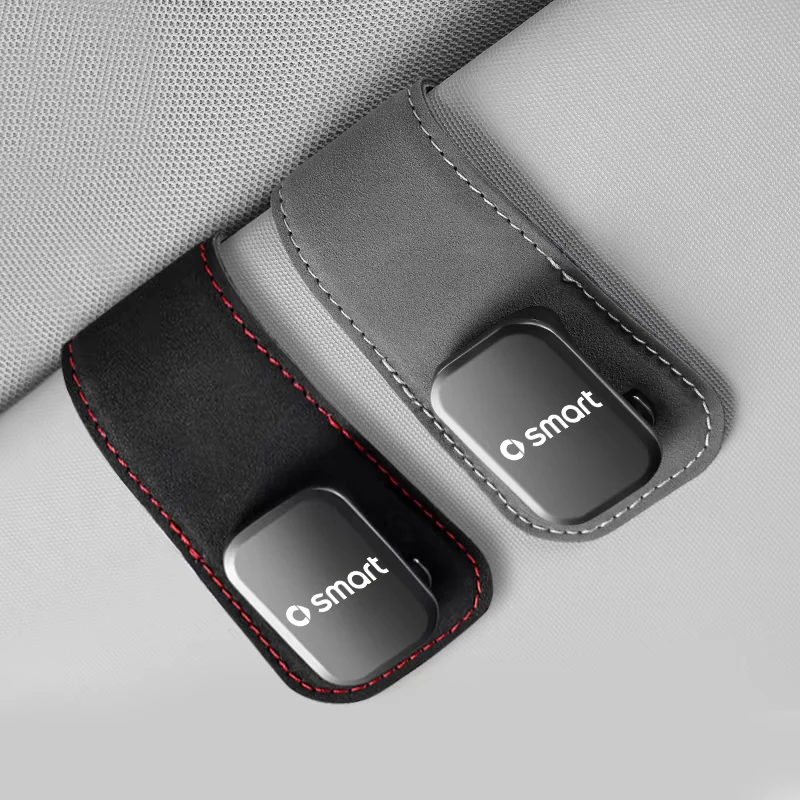 

Car Sun Visor Glasses Clip leather Magnetic Storage Holder For Smart Brabus Fortwo 453 Forfour Forjeremy 451 Roadster Forvision