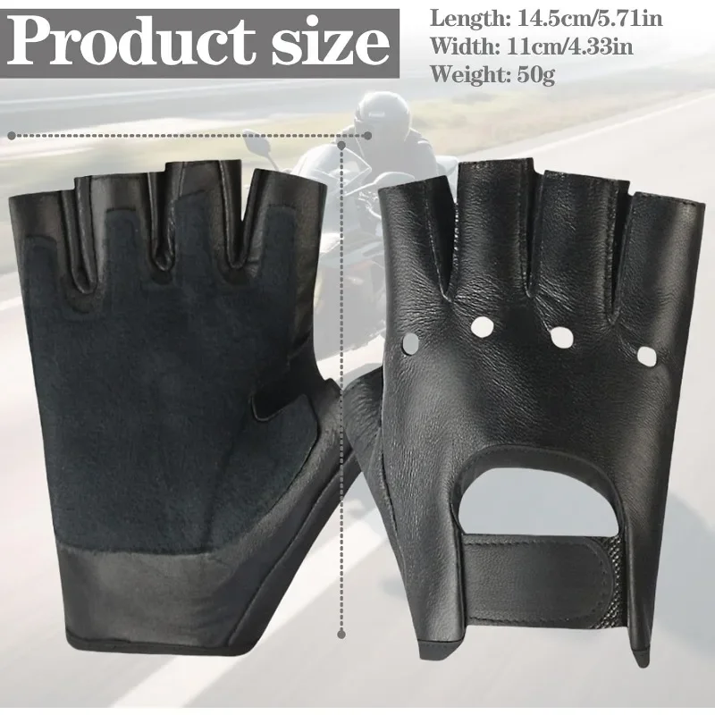 قفازات عصرية بدون أصابع من جلد البولي يوريثان - قفازات شتوية دافئة باللون الأسود، تناسب الرجال والنساء للقيادة ونمط الروك وقفازات ركوب الدراجات #1