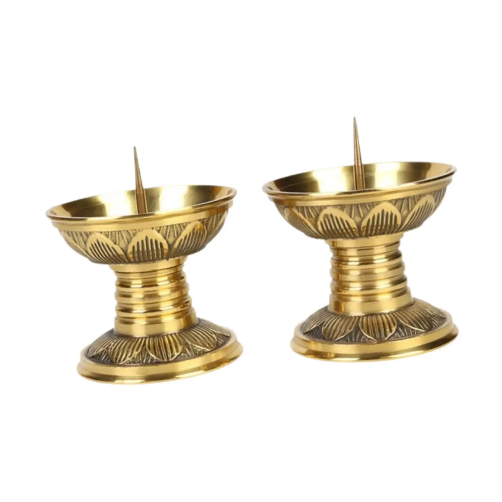 2 Pieces Brass Candlestick Holders Table Centerpiece Copper Buddhist Candlestick Holder Pillar Candle Holder for Anniversary