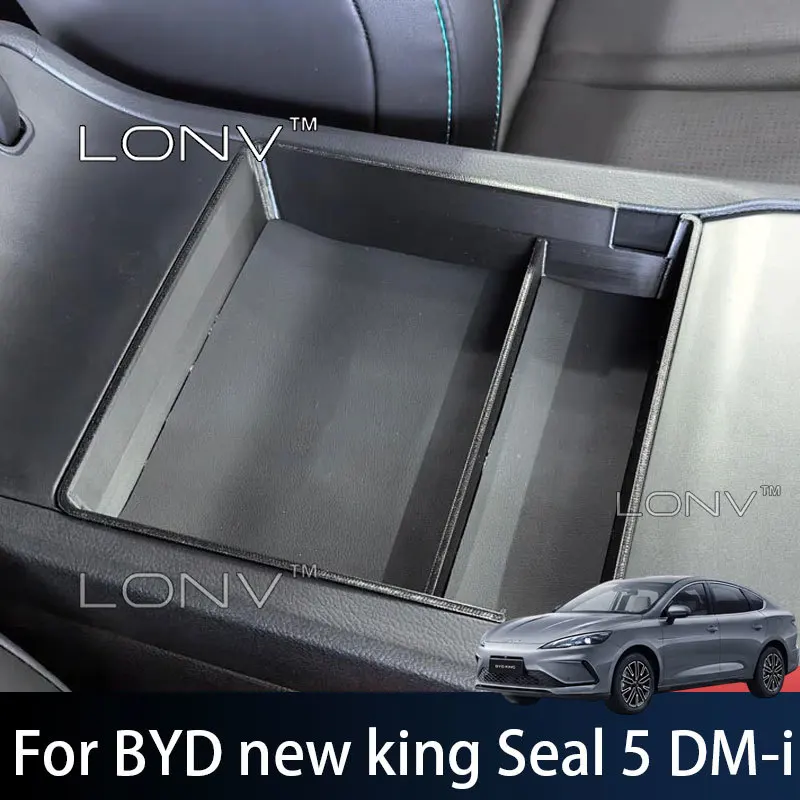 For BYD New King 2027 2026 Seal 5 DM‑i Car Center Console Armrest Storage Organizer Box Organizer Cover Interior Pad Accessories