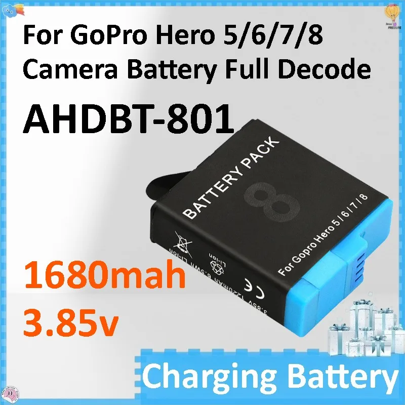 

AHDBT-801 1680mah 3.85V Battery for GoPro Hero 5/6/7/8 Camera Battery Full Decode