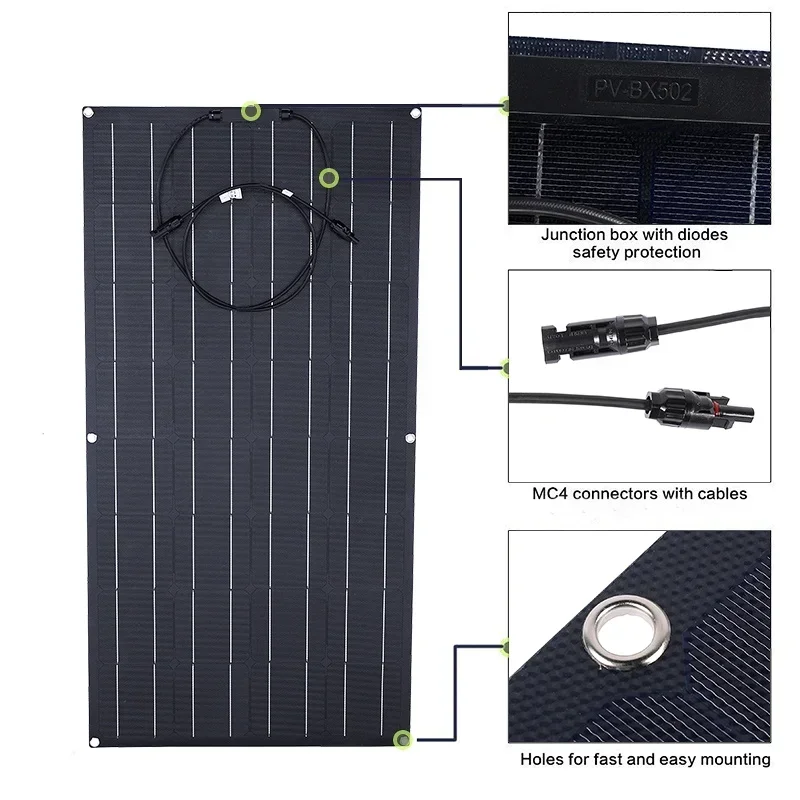 600W 300W Flexible Solar Panel Portable Solar Cell Energy Charger DIY Connector for Smartphone Charging Power System Car Camping