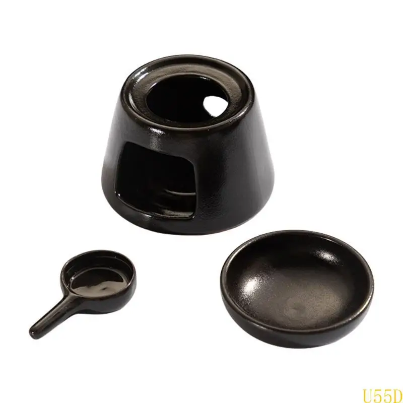 شعلات تذويب شمع السيراميك للزيوت العطرية مع ملعقة شمع بقاعدة ثابتة للاستخدام الآمن في غرف النوم ومنطقة المعيشة #3