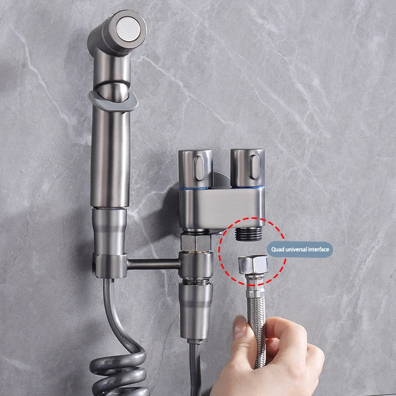 Toilet Cleaning Bidet Spray Set High-Pressure Handheld Double Outlet Sprayer Bathroom Shower Head Toilet Flush Spray Anal Douche