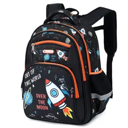 Kids Backpack Cartton Astronaut Children Schoolbag Primary School Load-Reducing Ridge Guard Boys School Backpack Waterproof Bag