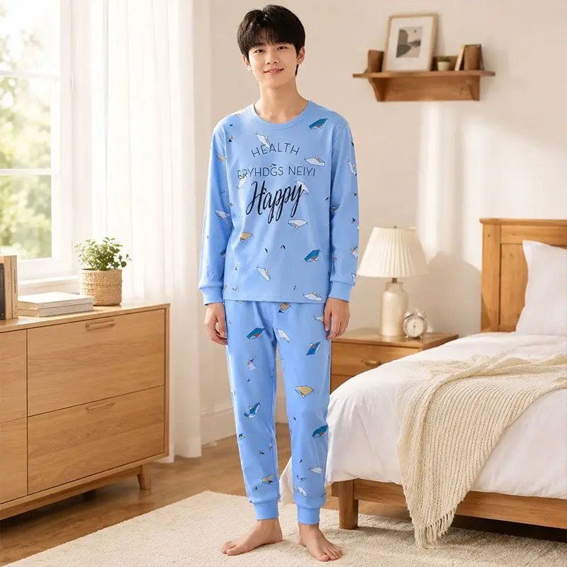 2026 Baby New 6-18 Years Kids Thermal Underwear 2-Piece Set Print For Children's ClothingTop + Pants Boys Autumn Winter Homewear