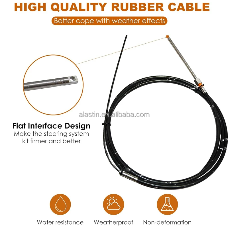 Factory Wholesale Boat Steering Kit 12 Feet Marine Rotary Steering Wheel Yacht Boat Outboard Steering System Cable