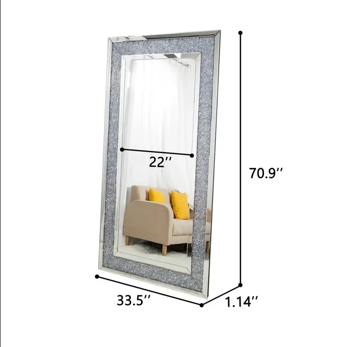 Glass mirror Home decoration Filled with diamonds Clothes and hats mirror Glass handicraft makeup mirror Spelling