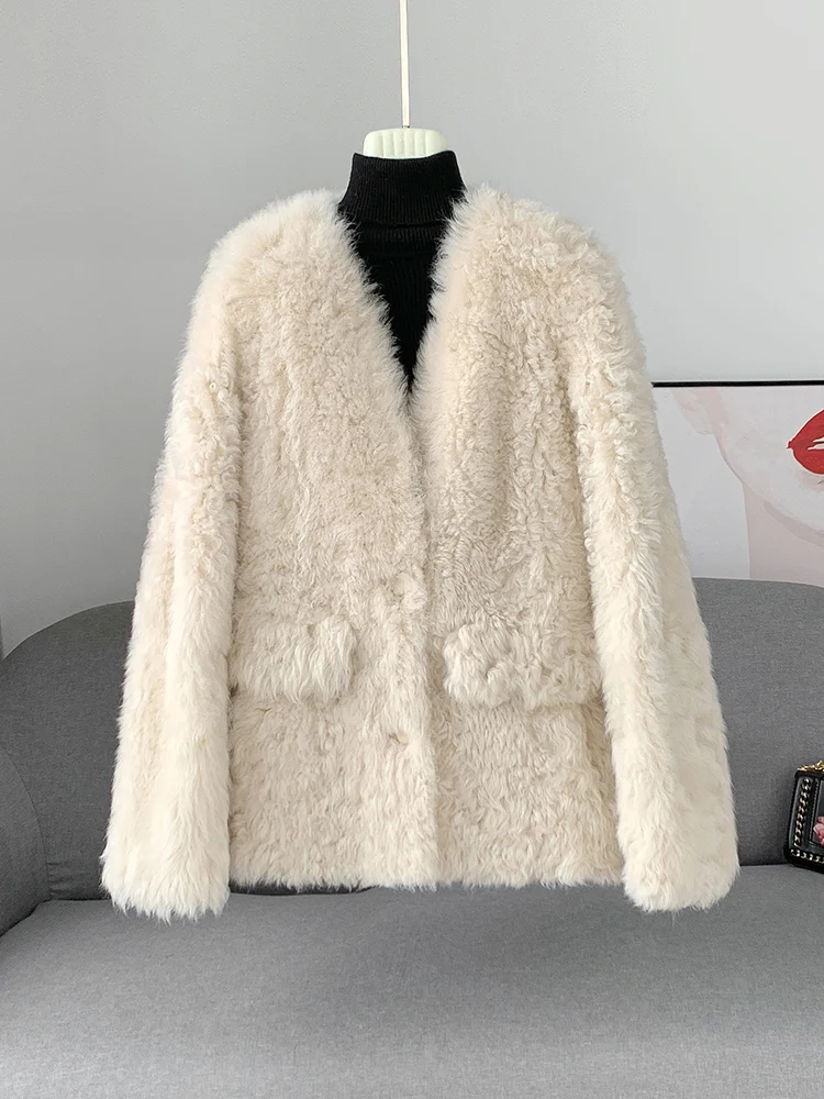 

2023 Winter New Tuscany Fur Integrated Women's Lamb Hair Short Fur Coat Youth Style