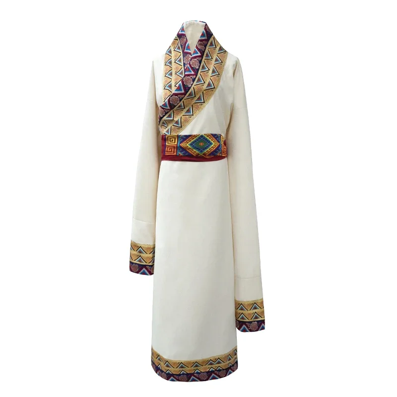 Tibetano robe branco tradicional chinês roupas para mulher estilo étnico oriental traje tibetano roupas asiáticas senhoras