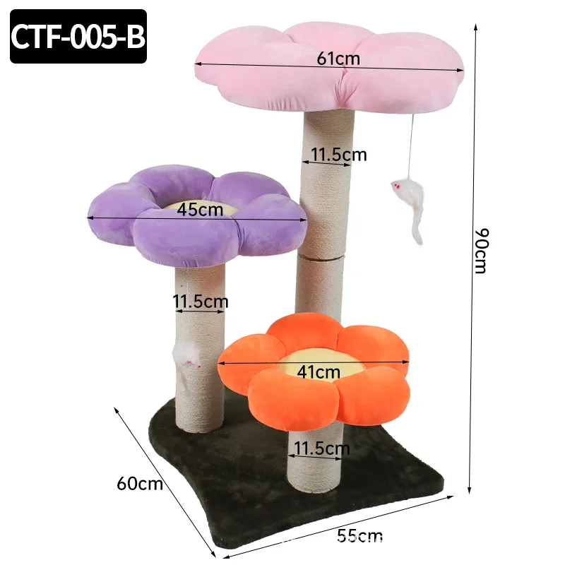 Custom Flower Cat Tree Tower With Scratching Posts Tall Cat Tree With Perches For Play