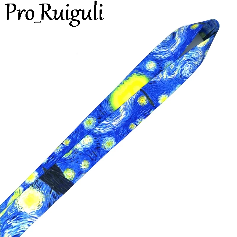 Van gogh Starry Sky art Lanyard Badge ID Mobile Phone Rope Key Lanyard Neck Straps Accessories webbings ribbons