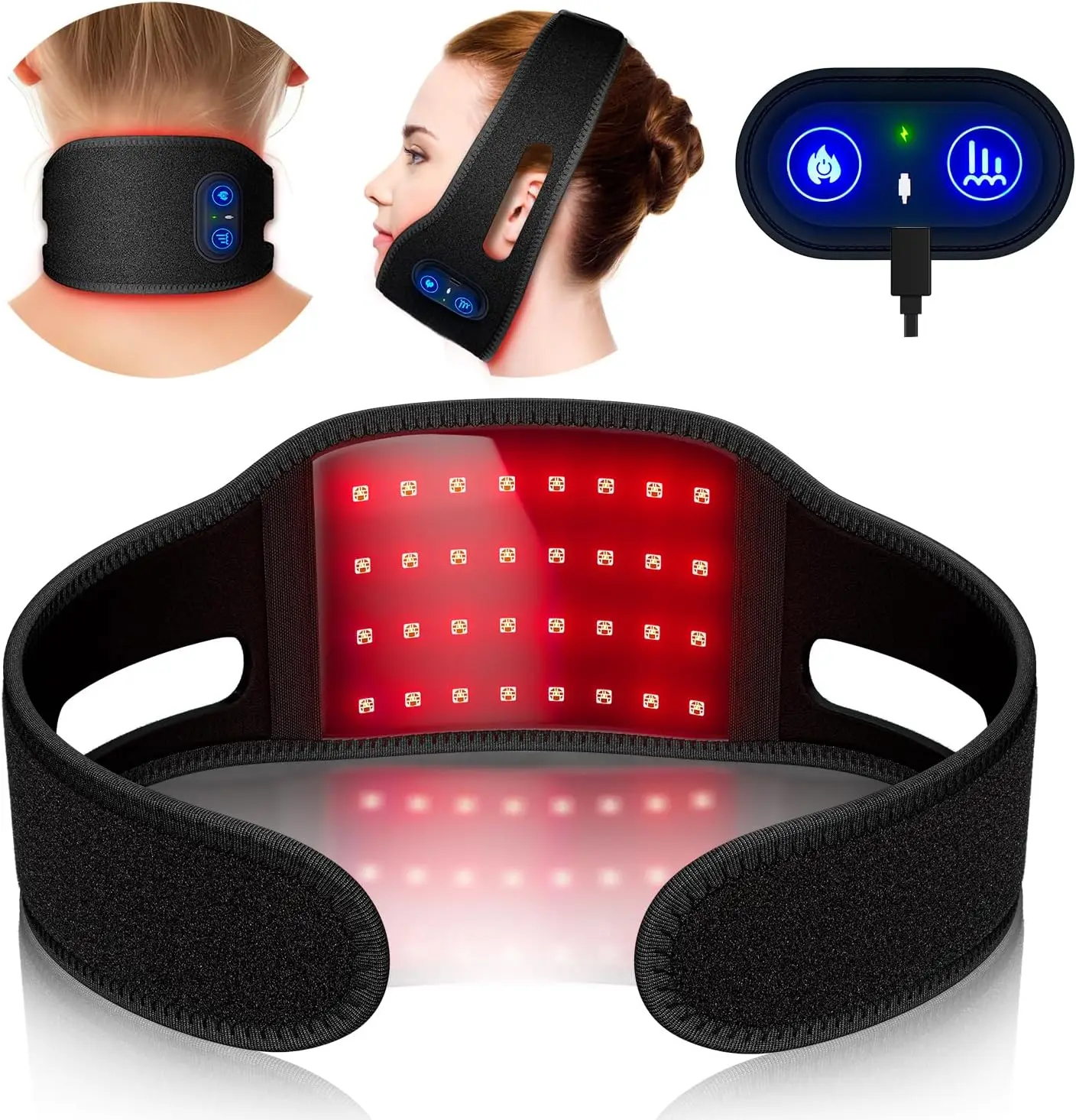 

Heal Light Therapy Band Wireless charging 660&850 nm Near Infrared Light Wrap Face for Neck Chin Slimming Skin Care Pain Relief