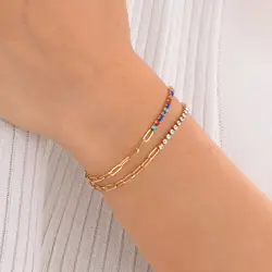 Stainless Steel Luxury Color Cubic Zirconia Tennis Bracelets for Women Girls INS New Trend Chain Bracelet Jewelry Party Gifts