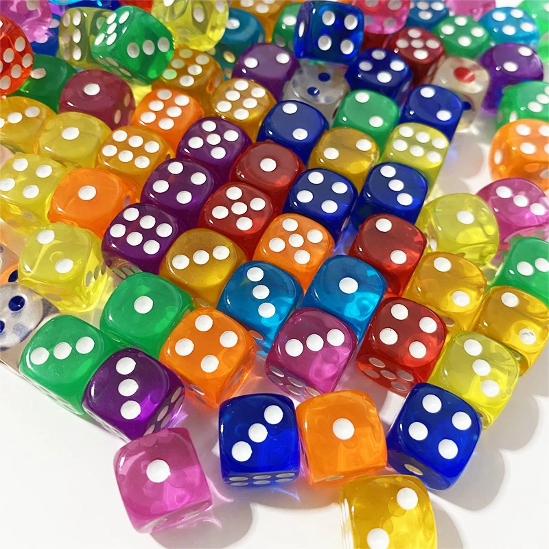 50pcs/Pack High Quality New 12mm Acrylic Transparent D6 Point Dice #12 Round Corner Boutique Dice