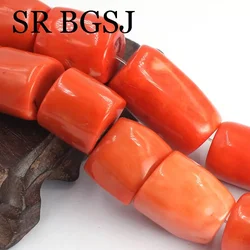 18-20mm Wholesale Genuine Orange Natural Coral Drum Column Loose Big Charm Beads For Diy Jewelry Making