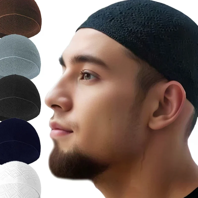 Winter Knitted Beanie Hat Turkish Muslim Men Women Prayer Hats Unisex Beanies Cap Warm Islamic Ramadan Men's Wrap Head Caps