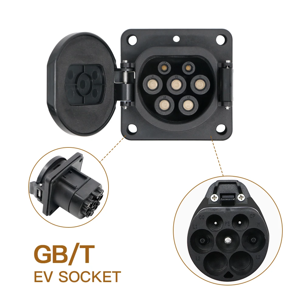 ERDAN GB/T EV Socket 11/22KW para cargador de vehículo eléctrico estándar de China y adaptador 16/32A GBT EVSE Socket