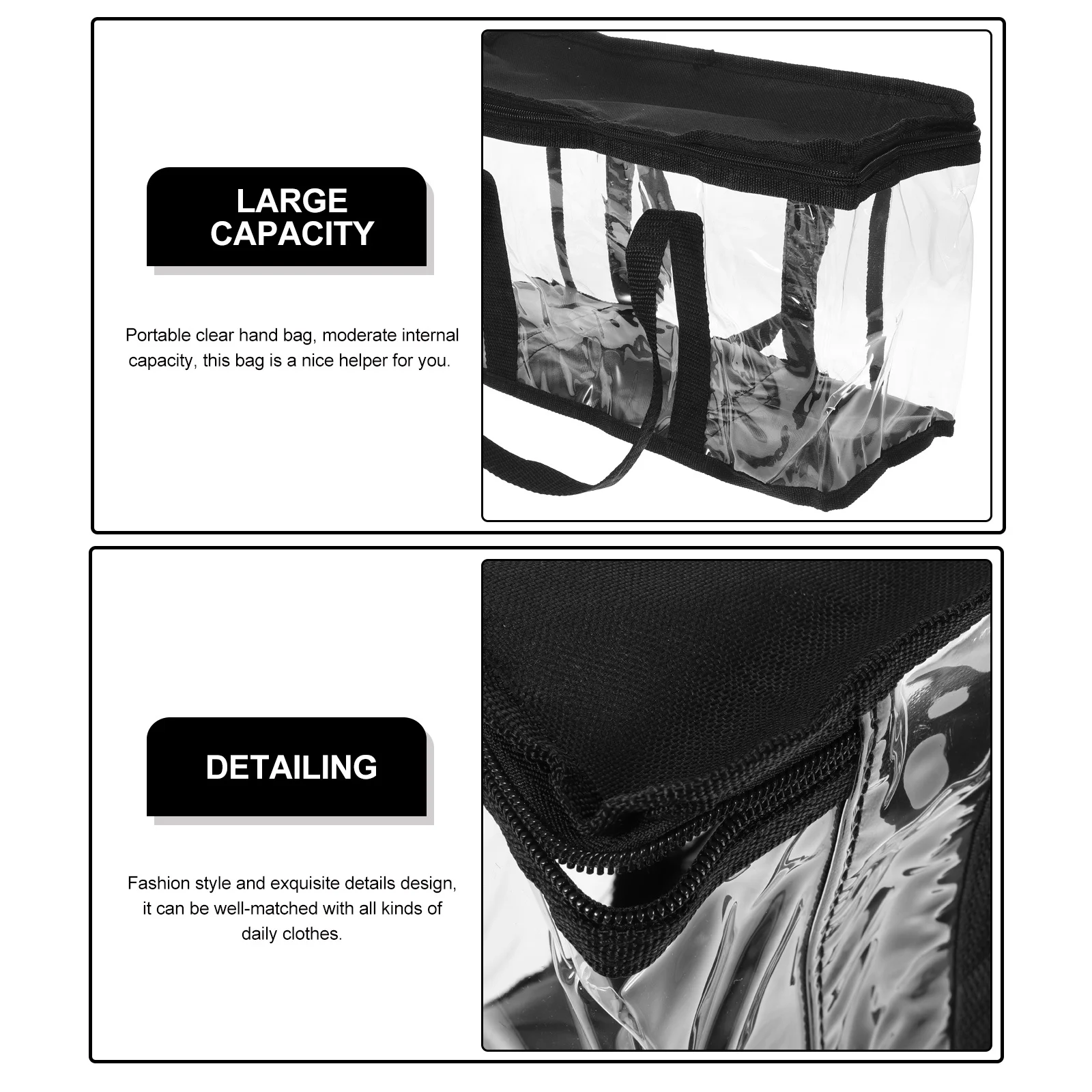 

Clear Bag Baseball Cap Storage Transparent Handbag with Adjustable Strap Large Capacity Portable Clear Handbag for Women Stadium