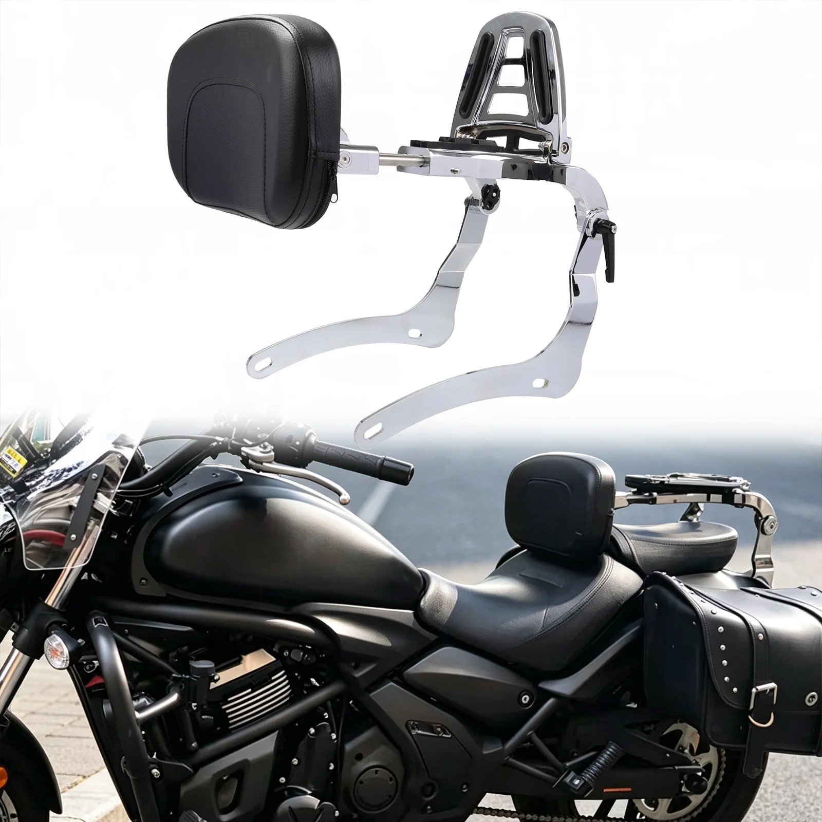 For Kawasaki Vulcan 900 VN 900 Custom Classic Bobber VN900 Motorcycle Accessories Adjustable Folding Driver Backrest Sissy Bar