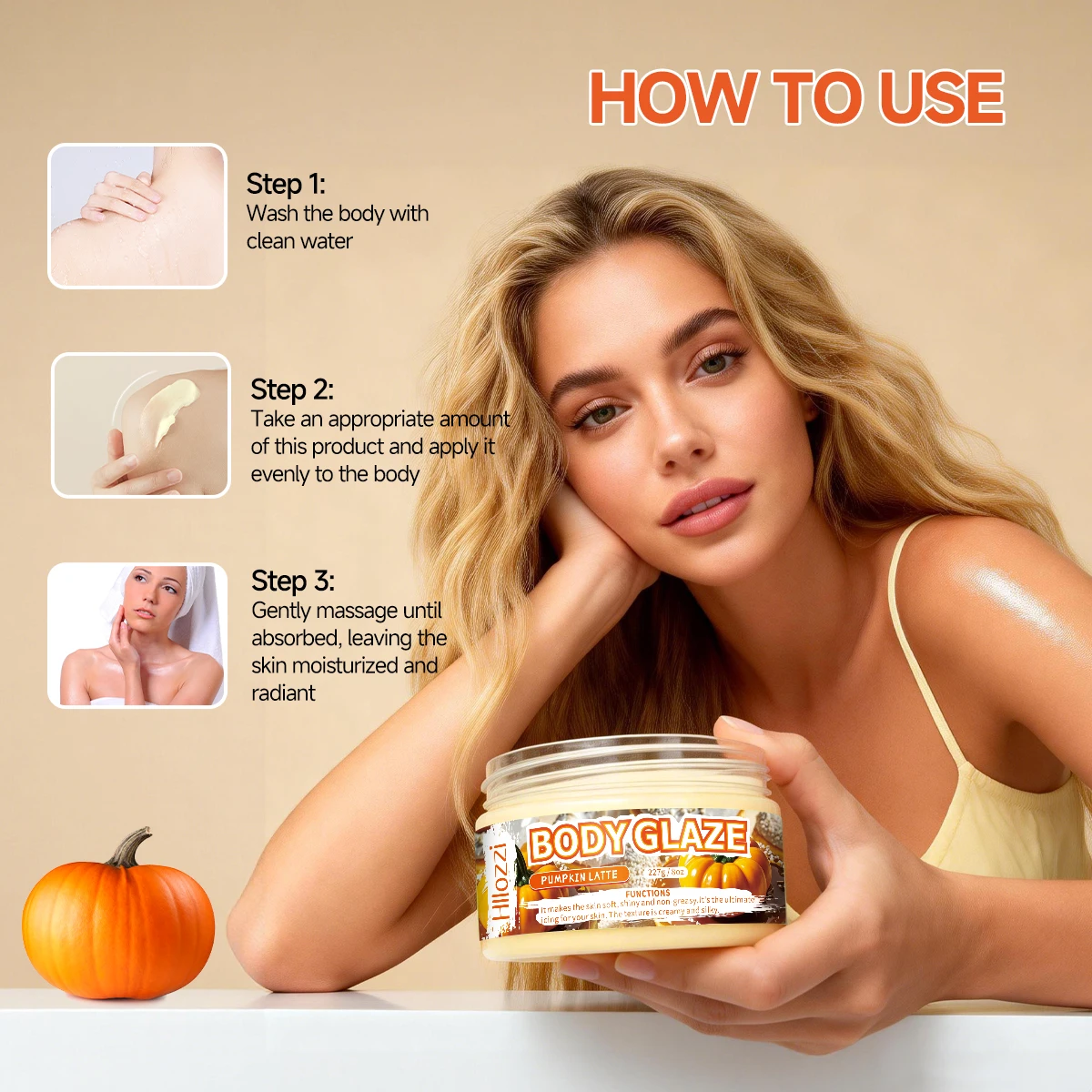 8oz 2oz Body Glaze Pumpkin Moisturizes, Protects, and Repairs the Skin Create a more even-looking skin tone