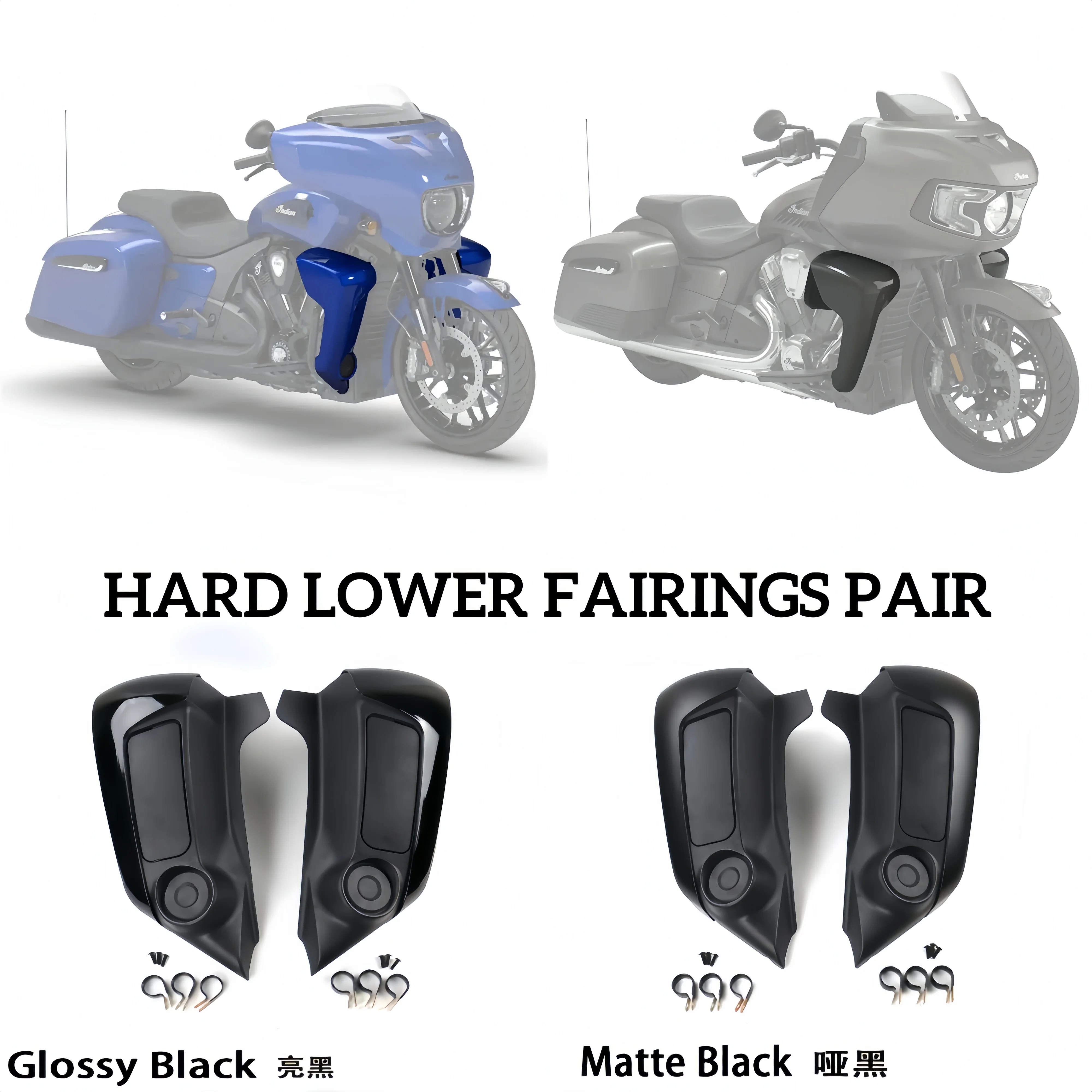 NEW Motorcycle Fairing Lowers Cover Extended Chin Spoiler Set For Indian Challenger Chieftain PowerPlus Pursuit Limited with 112