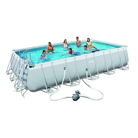 56470 Bestway 6.71x3.66x1.32m Power Steel Rectangular Frame Pool 22'x12'x52" Above Ground Swim Pool For Family Clearance 165Kg