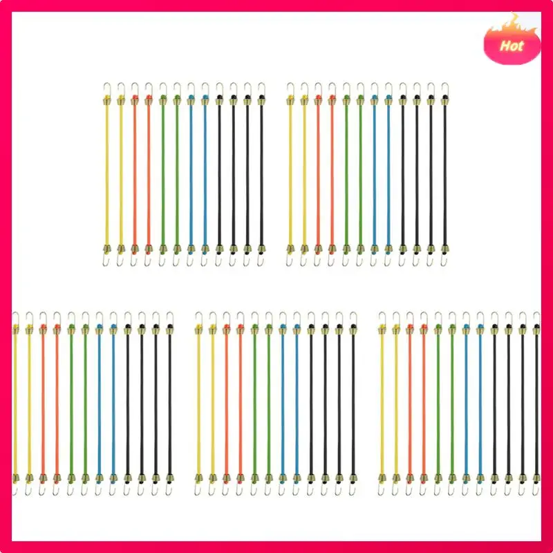 

ABYP Small Bungee Cords With Hooks 60 Pack, Adjustable Rubber Elastic Cords For Luggage Roof Rack Hanging Outdoor