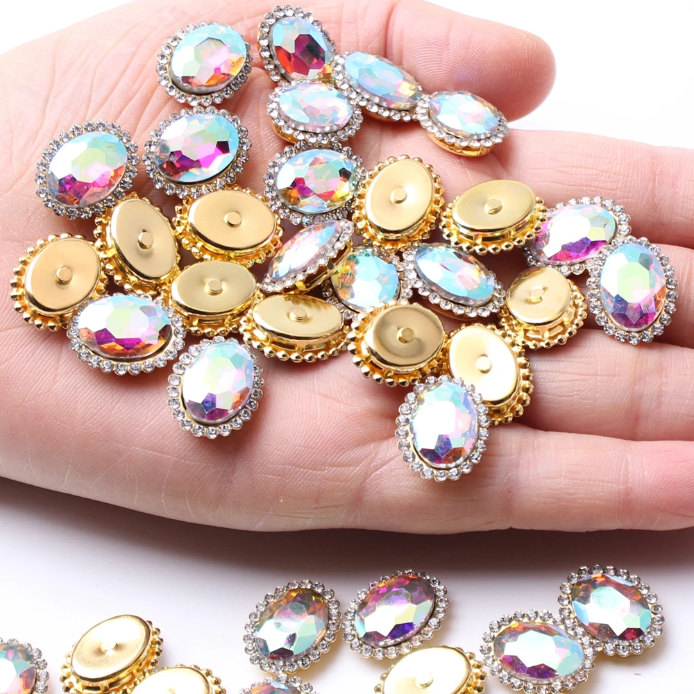 High Quality Glass Rhinestone Bulk 10x14mm 200pcs Oval  Claw Gemstone Jewelry Hand Sew On DIY Material Clothing Accessories