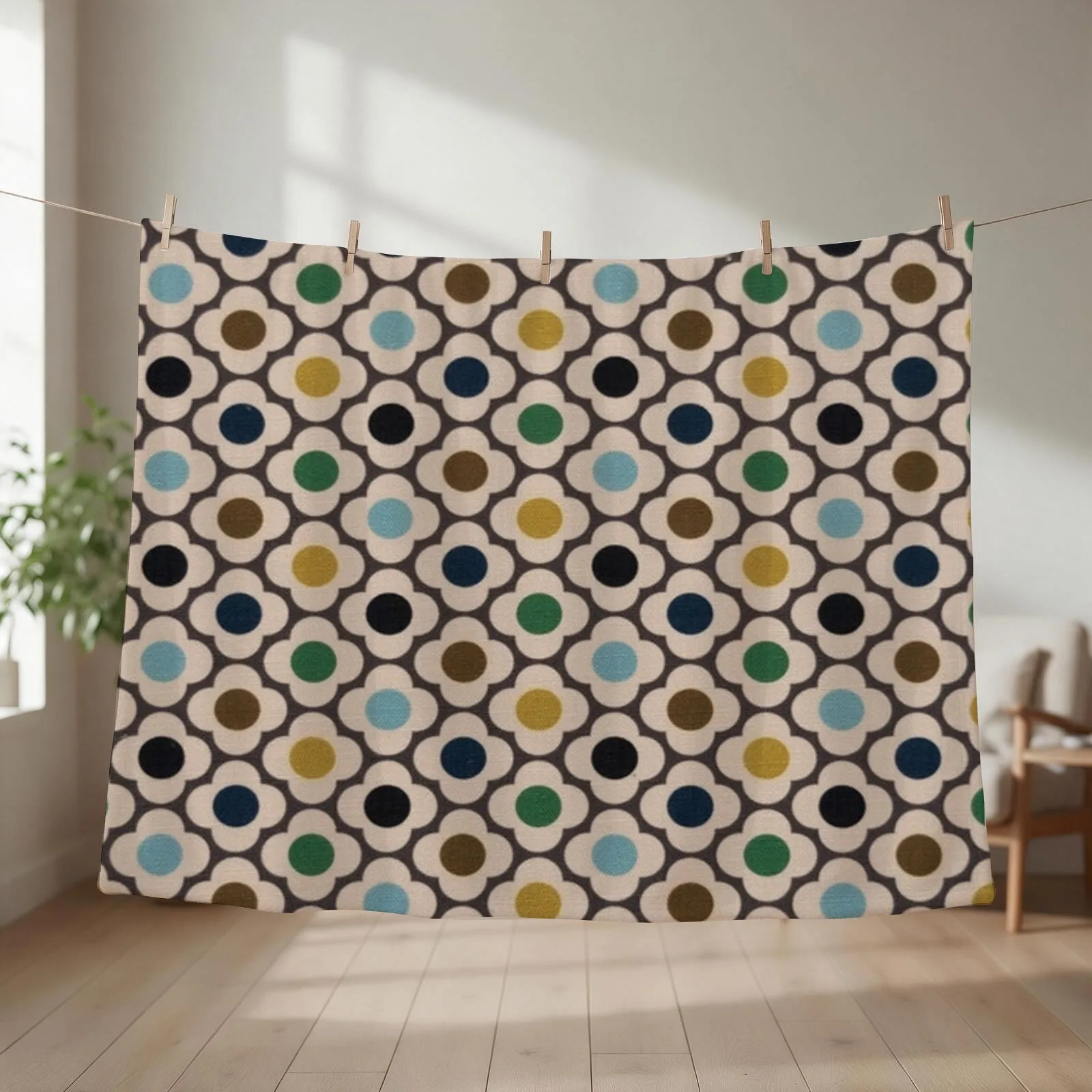 orla kiely spot flower, orla kiely abstract mini spots flowers design Throw Blanket