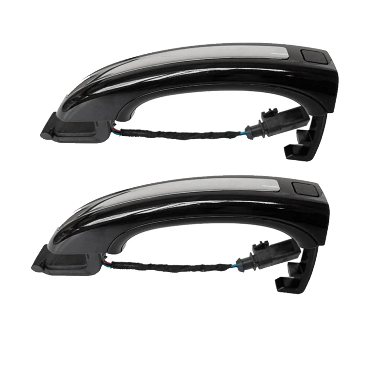 2Pcs Car Black+Chroem Smart Exterior Door Handle W/Key Button For  Q7 2007-2015 4L0837205A 4L0837207A 4L0 837 205B