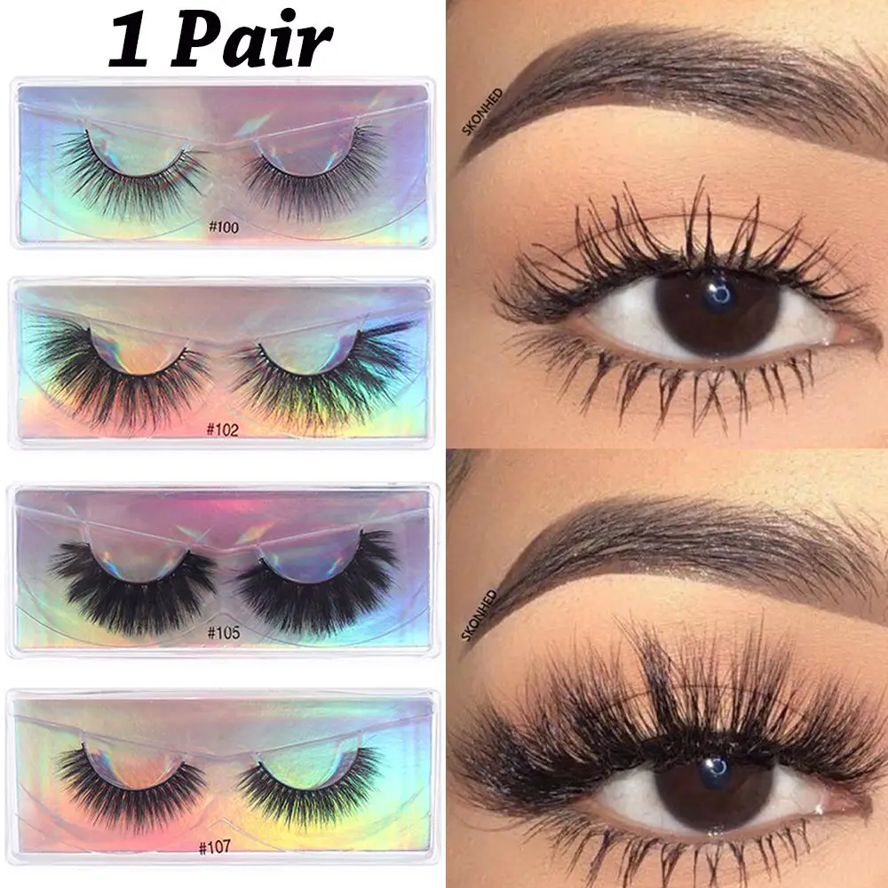 Eye Extension Lightweight Natural Long Lashes False Eyelashes Cross 3D Mink Hair Wispy Fluffy