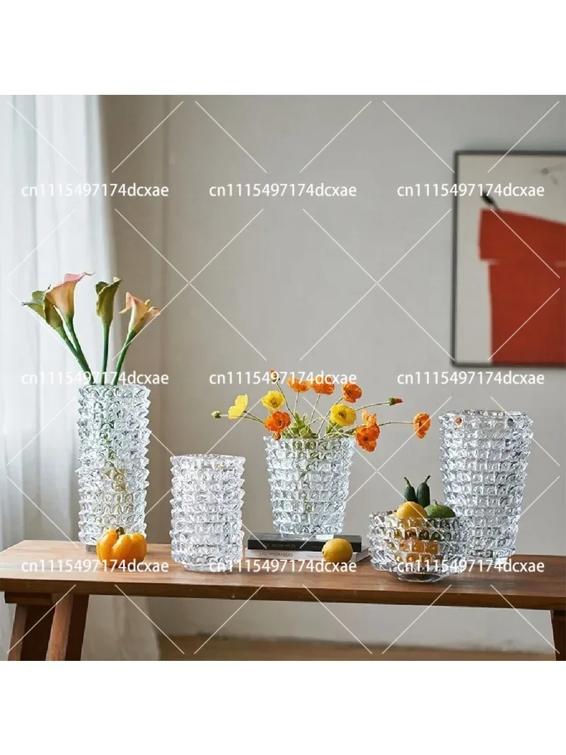 Handmade Transparent Glass Vase Triangular Prism Design Wedding Dining Table Decor