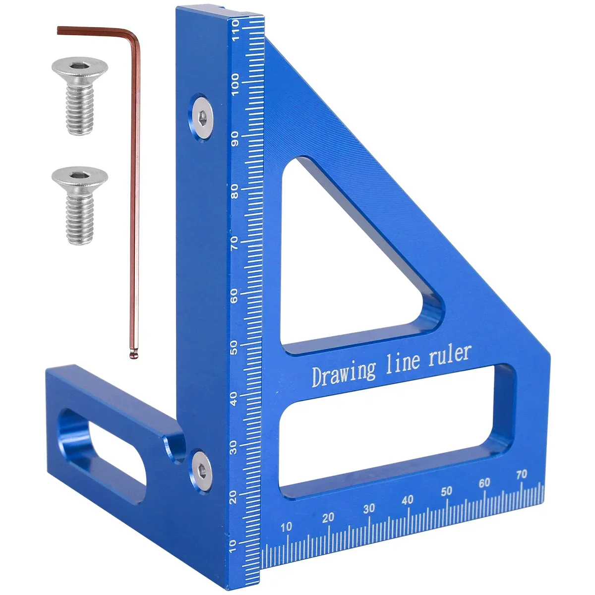 ไม้บรรทัดสามเหลี่ยมเครื่องมือวัดอลูมิเนียมช่างไม้ชุด 5/90 °   เครื่องมืองานไม้ Miter Square Angle ลอง Square Triangular