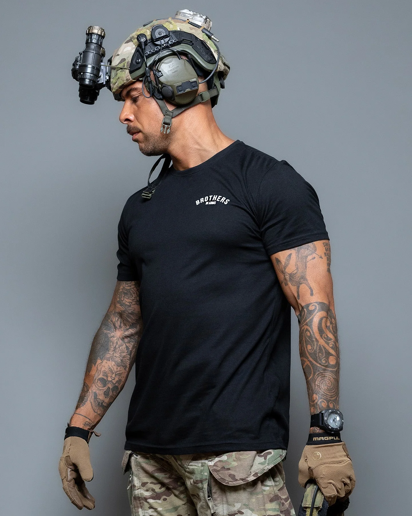 Brothers in Arms Print T-Shirt für Herren, Militär-Veteranen-Grafik, Rundhalsausschnitt, Kurzarm, Weiche Baumwolle, Outdoor-Gym-Streetwear-Tee-Tops – Detail 5