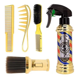5pcs Barbershop Hair Cutting Tools Set Barber Spray Bottles Combs Face Neck Cleaning Brush Pro Salon Hairdresser Tools Supplies