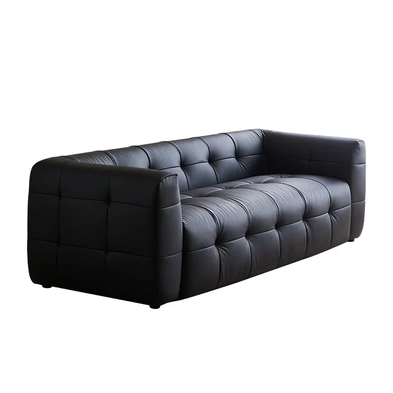 

Marshmallow cat scratching leather art sofa small apartment home living room clothing store black pull point double triple strai