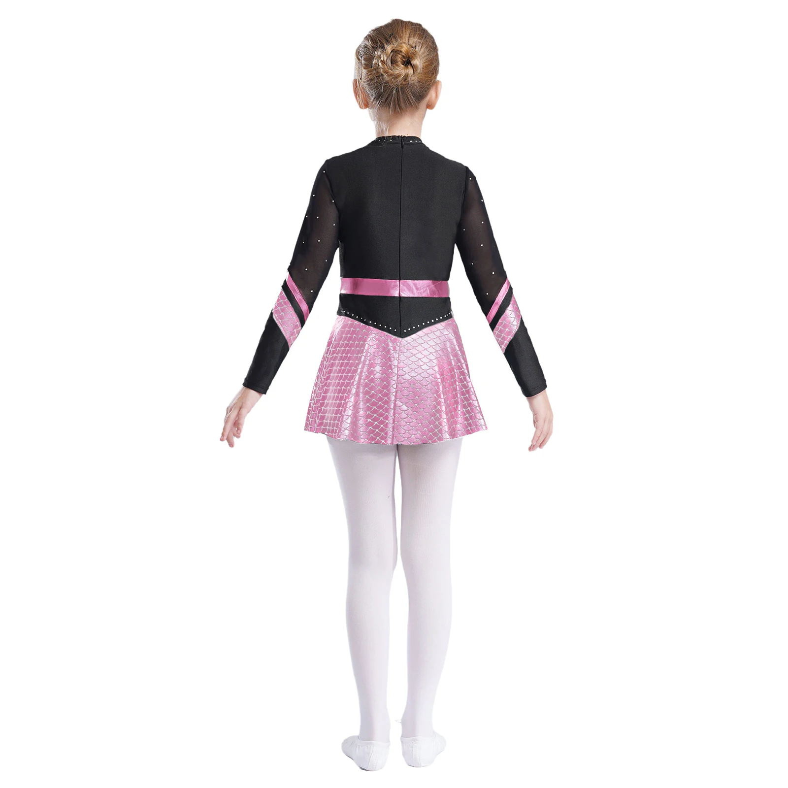 AqFigure Skating Cheerleading Costume pour enfants, robe justaucorps avec short intégré, biscuits brillants, ballet, jazz, filles