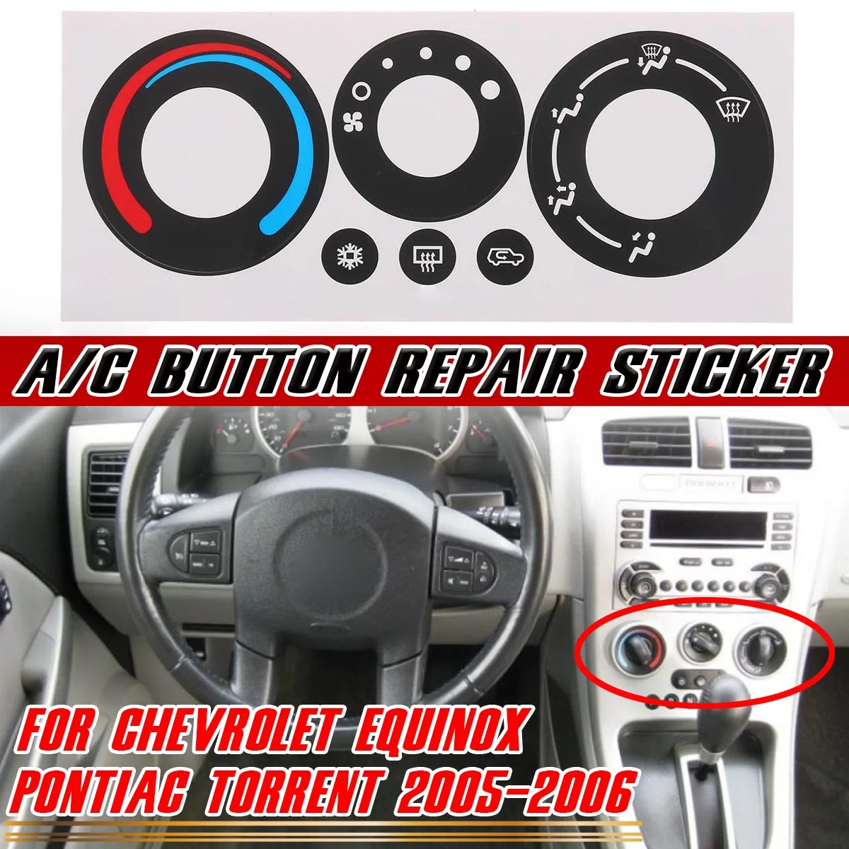 A64P-For Equinox Pontiac Torrent 2005-2006 Car A/C Air Condition Climate Control Button Repair Sticker Decal