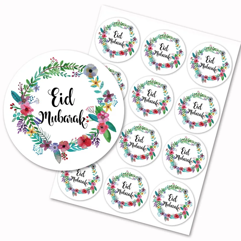 120Pcs EID Mubarak Ramadan Decorations Paper Stickers Eid al-fitr Flower Design Sticker Islamic Muslim Gift Lable Seal Stickers