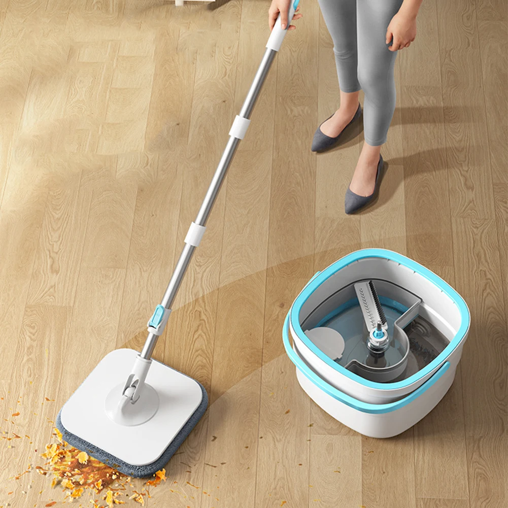 Home Cleaning Spinning Mops Spin Mop and Bucket Set with 4 Replaceable Mop Pads Separation Dirty and Clean Water Wet and Dry Mop