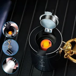 Creative Mini Multifunctional Keychain Charging Lighter LED Lighting Torch Tungsten Wire Igniter Outdoor Portable USB Lighters