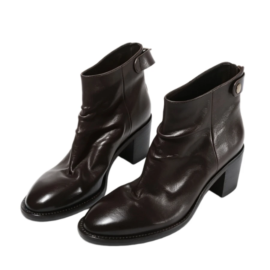 Women Vintage Ruched Ankle Boots Round Toe Faux PU Back Buckle Block High Heel Ladies Autumn Winter Dress Boots Plus BH0223