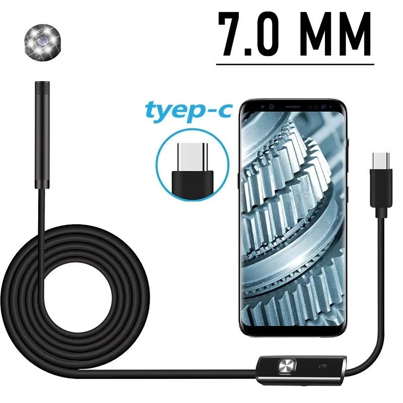 5.5mm/7.0mm Mini Endoscope Camera IP67 Waterproof 6 LED Adjustable USB Flexible Inspection Borescope Cameras For Android Phone