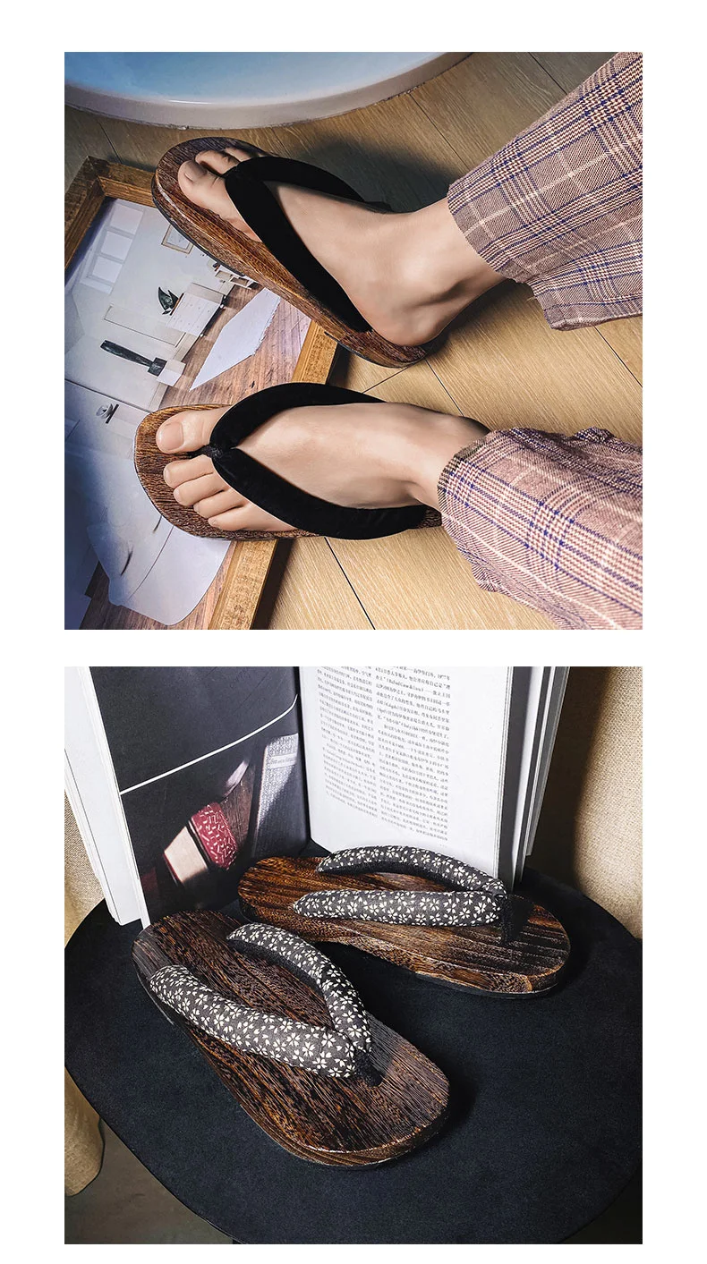 Herren-Slipper, 2022, neue japanische Fischgräten-Hausschuhe, Holz-Clogs, Geta-Flip-Flops, rutschfest, im Sommer, Cos-Schuhe – Detail 12