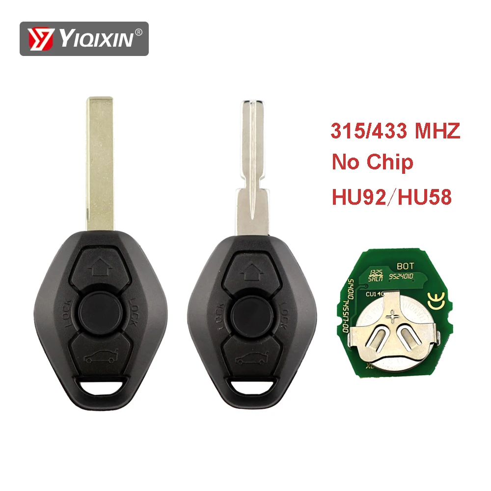 YIQIXIN Remote Car Key For BMW EWS System 1/3/5/7 Series E36 E38 E39 E46 E53 E60 E65 E83 X3 X5 Z3 Z4 315/433MHz HU92 HU58 Blade