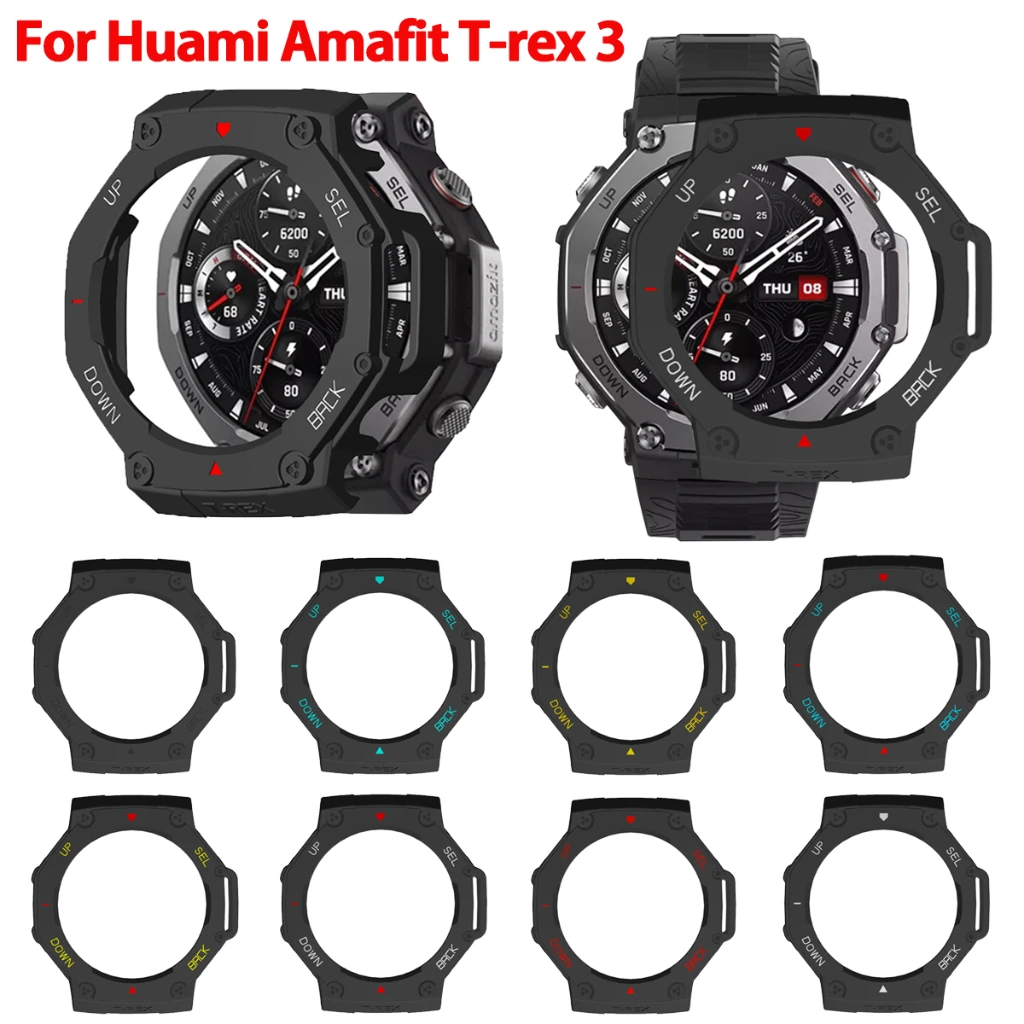 PC Hollow Case For Huami Amazfit T-rex 3 Protective Cover Scale Print Colors Frame Shockproof Protect Shell Hard Case