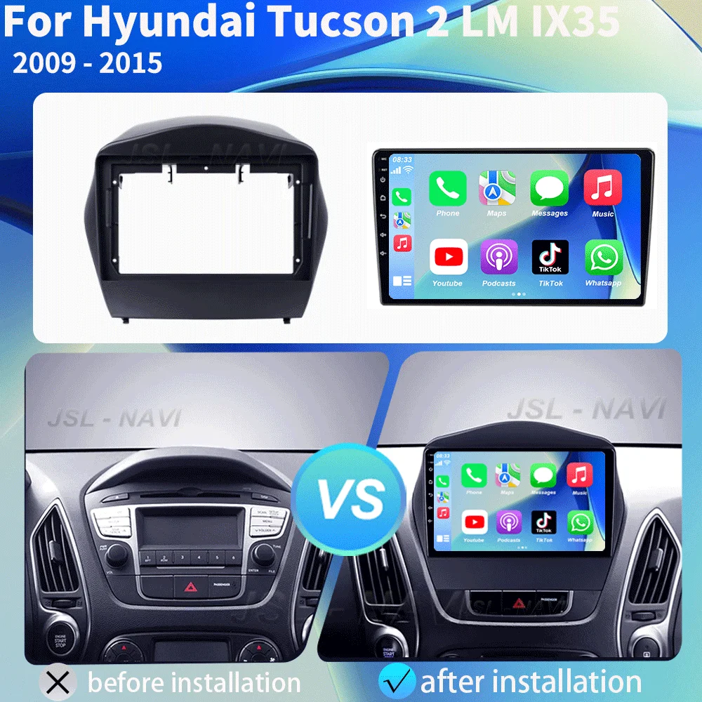 Android 16 Carplay Car Radio For Hyundai Tucson 2 LM IX35 2009-2015 Navigation GPS Multimedia Player WiFi stereo BT 360 Camera