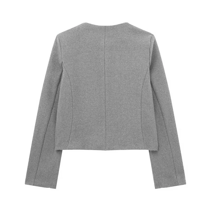 Veste courte imbibée pour femme, blazer à manches longues, manteau à boutons dorés, vêtements d'extérieur de bureau pour femme, manteau de haute qualité, mode 2024