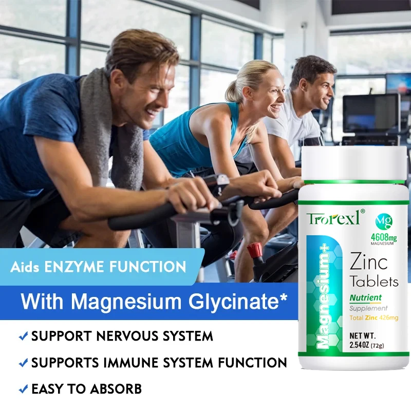 Magnesium and Zinc Supplement, High Absorption for Muscle, Heart, Bone and Nerve Health Whole Body Support, Veggie Capsules